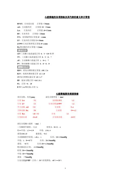 心脏彩超的各项指标正常值及其代表的意义79687