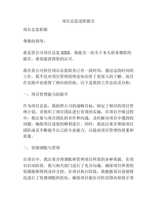 项目总监述职报告