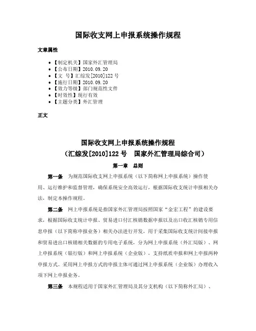 国际收支网上申报系统操作规程