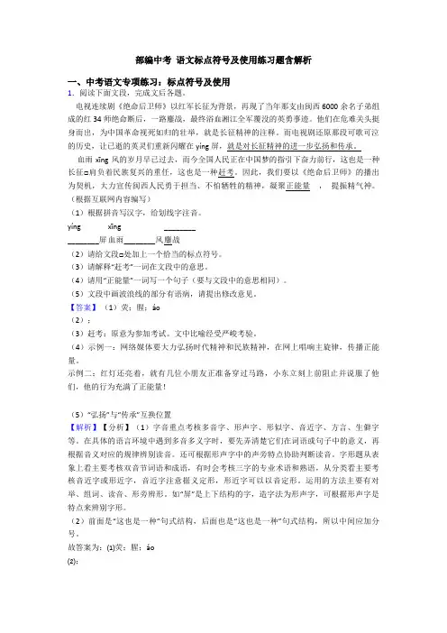 部编中考 语文标点符号及使用练习题含解析