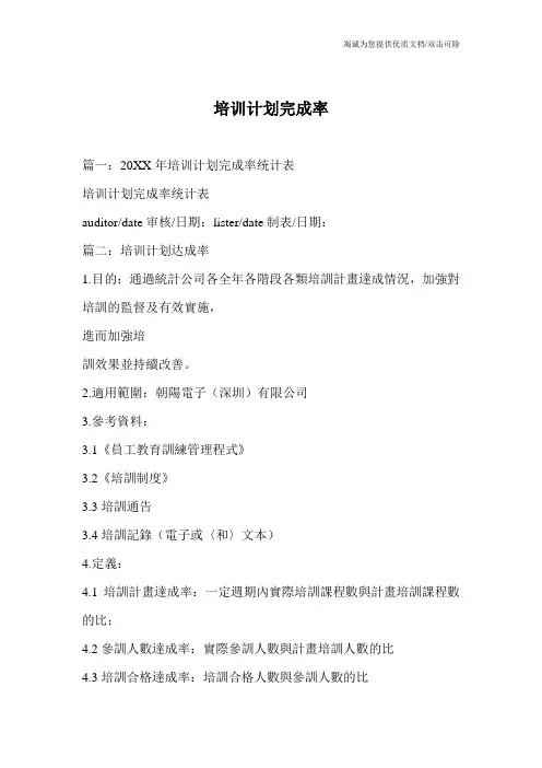 培训计划完成率