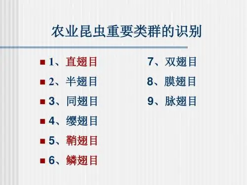 农业昆虫重要类群的识别