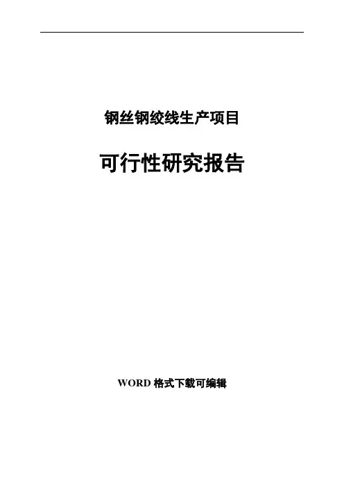 钢丝钢绞线生产项目可行性研究报告