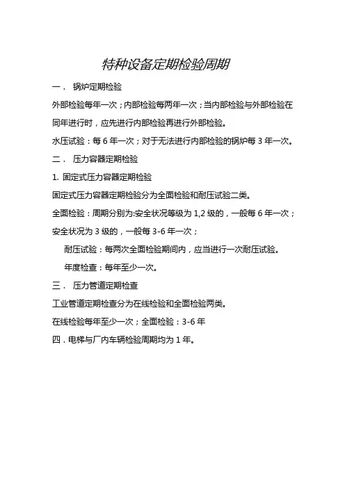 特种设备检验周期