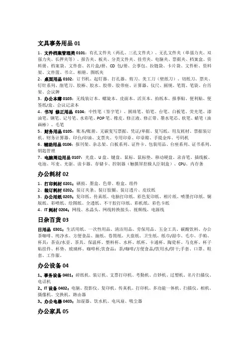 办公用品的分类