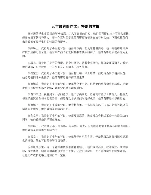 五年级背影作文：特别的背影