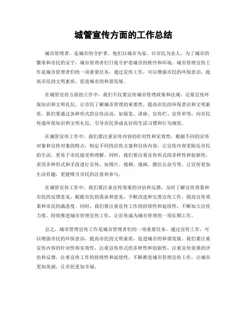 城管宣传方面的工作总结