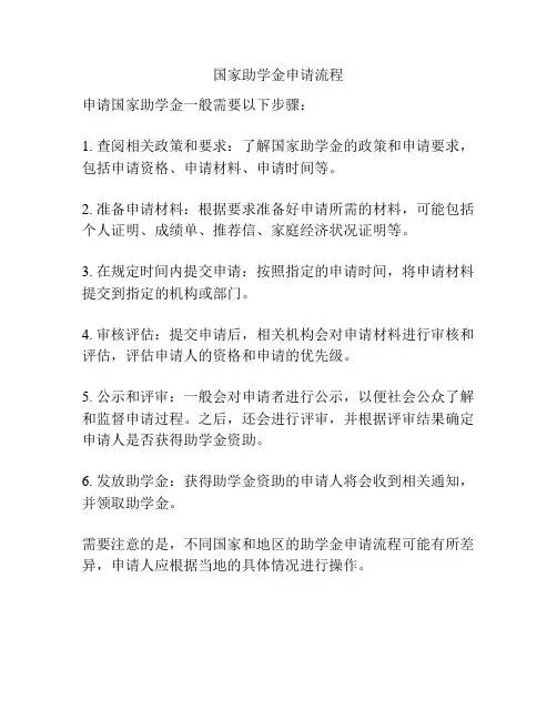 国家助学金申请流程