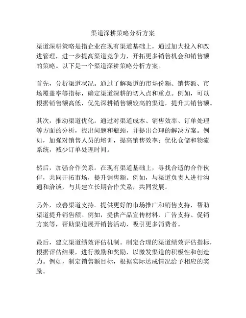渠道深耕策略分析方案