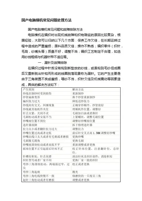 国产电脑横机常见问题处理方法