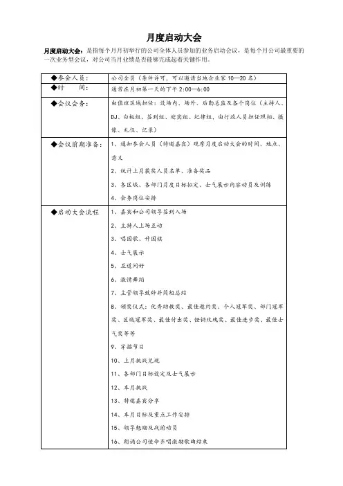 月度启动大会(范文模板)
