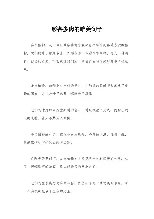 形容多肉的唯美句子