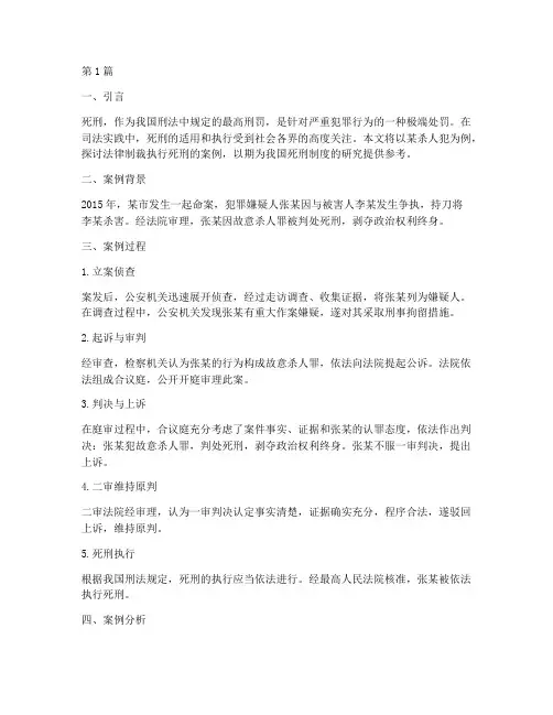 法律制裁执行死刑的案例(3篇)