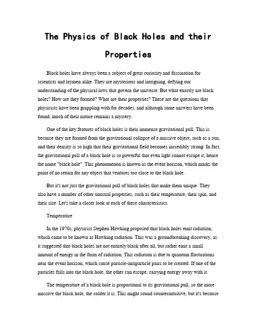 The Physics of Black Holes and their Properties