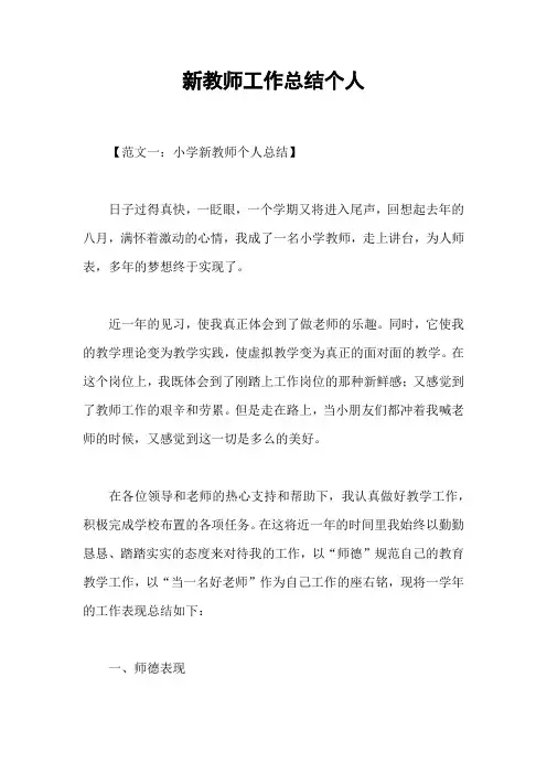新教师工作总结个人