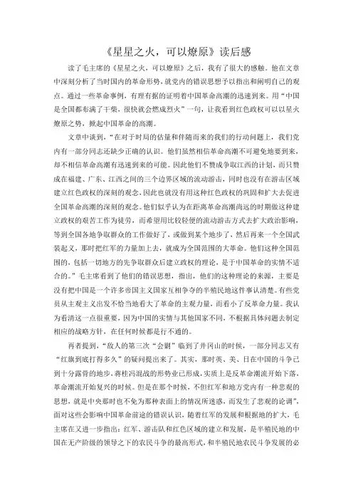《星星之火,可以燎原》读后感