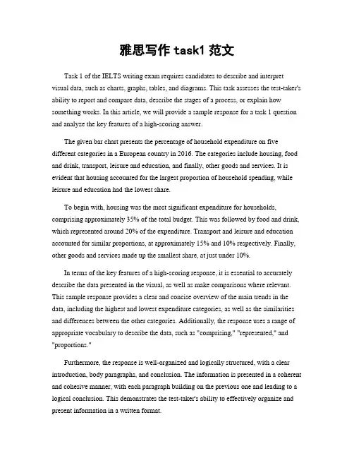 雅思写作task1范文