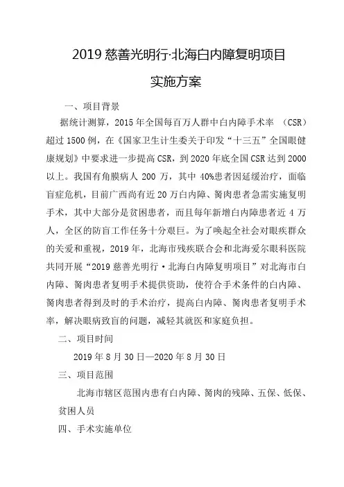 2019慈善光明行·北海白内障复明项目