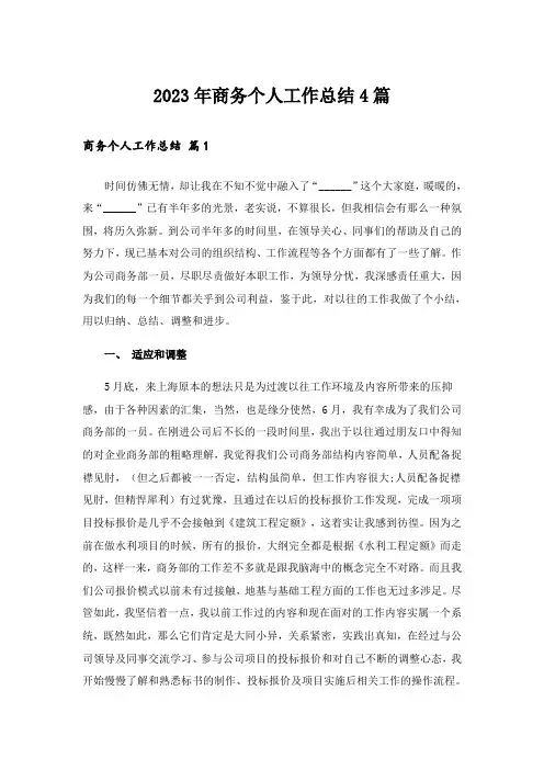 2023年商务个人工作总结4篇