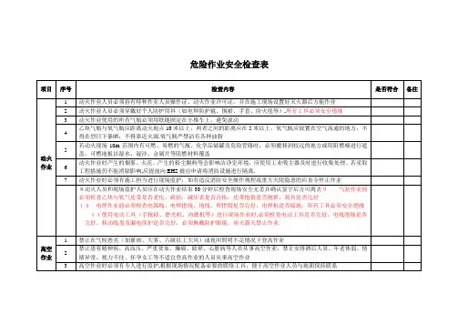 危险作业安全检查表