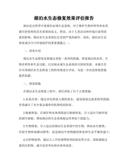 湖泊水生态修复效果评估报告