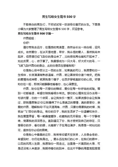 男生写给女生情书500字
