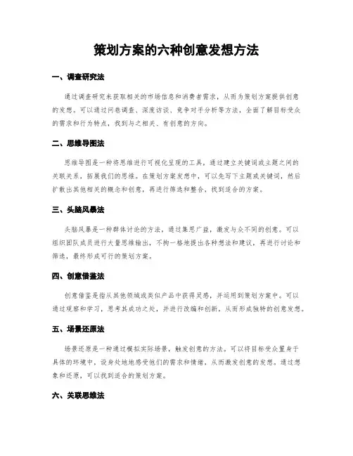 策划方案的六种创意发想方法