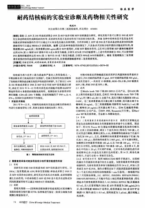 耐药结核病的实验室诊断及药物相关性研究