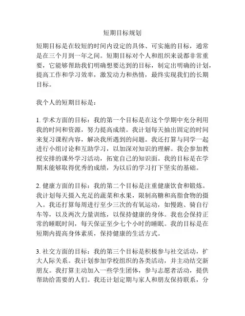 短期目标规划