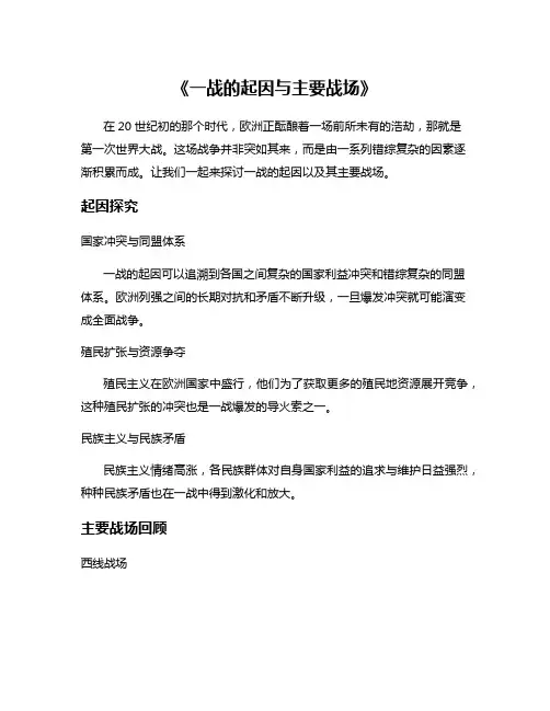 《一战的起因与主要战场》