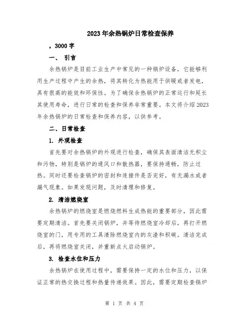 2023年余热锅炉日常检查保养