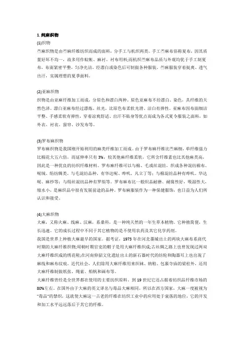 常用麻面料分类介绍汇总