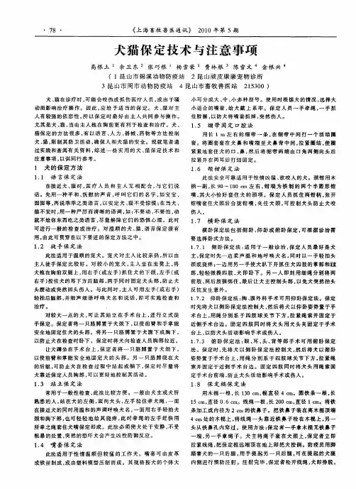 犬猫保定技术与注意事项