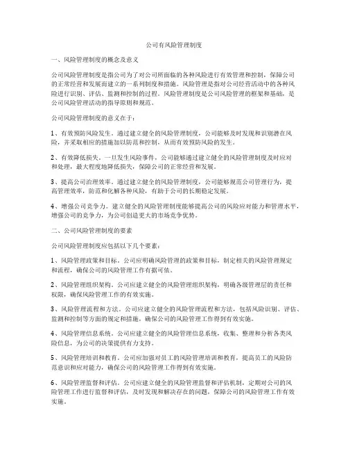公司有风险管理制度