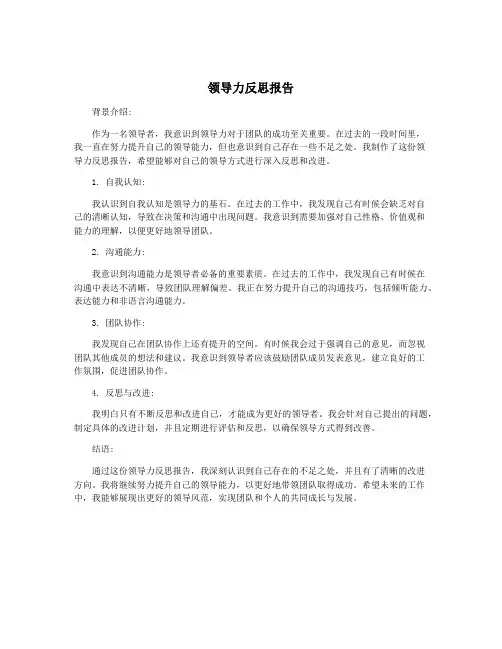 领导力反思报告