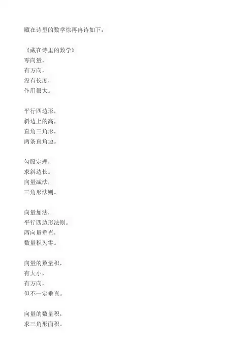 藏在诗里的数学徐再冉诗