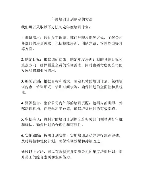 年度培训计划制定的方法