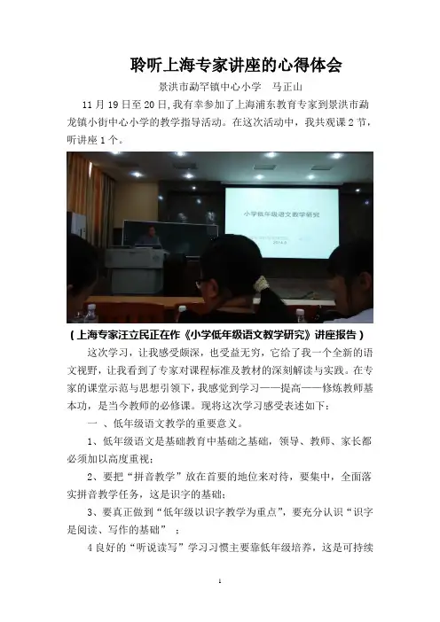 聆听上海专家讲座的心得体会