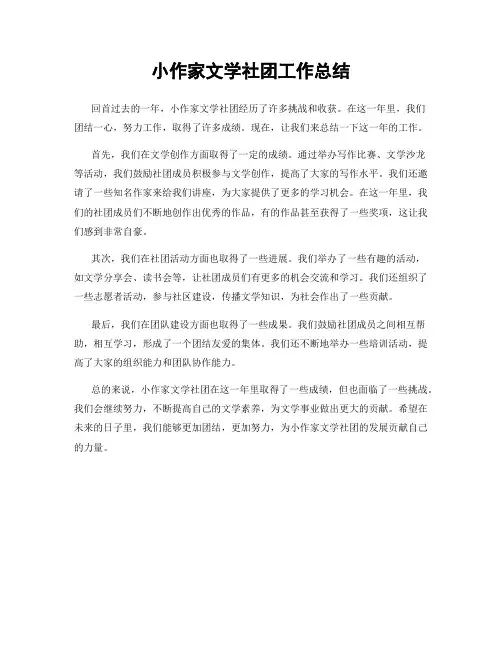 小作家文学社团工作总结