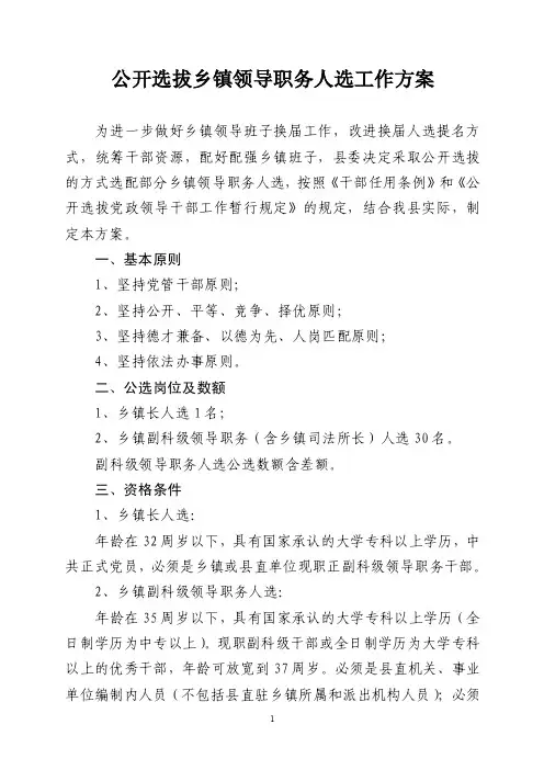 公开选拔工作方案
