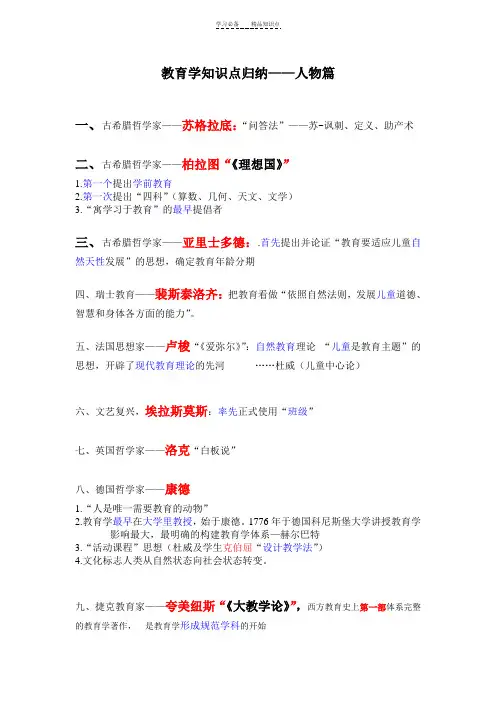 教育学知识点归纳——人物篇