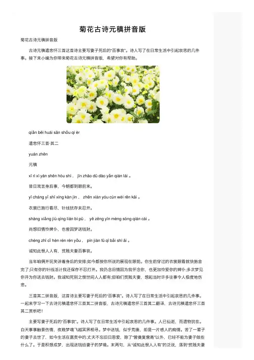 菊花古诗元稹拼音版