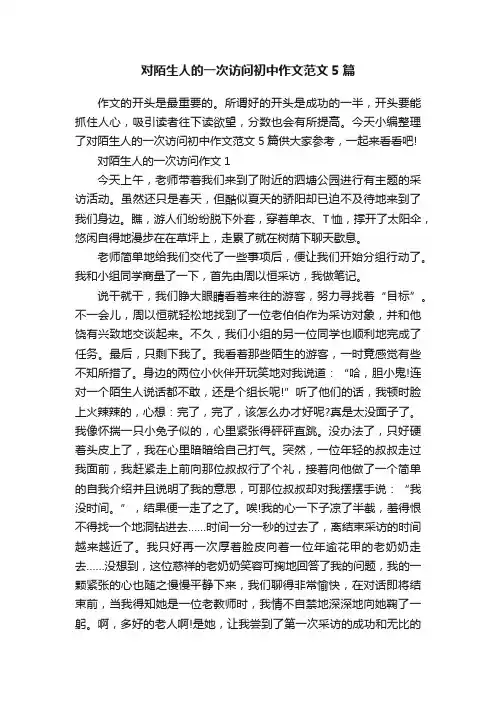 对陌生人的一次访问初中作文范文5篇