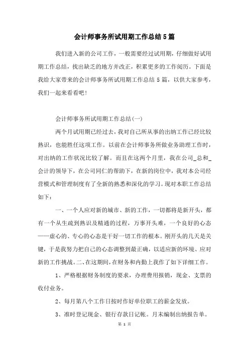 会计师事务所试用期工作总结5篇