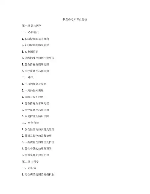 执医必考知识点总结