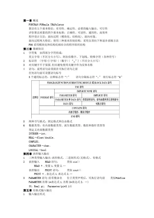 fortran语言复习总结