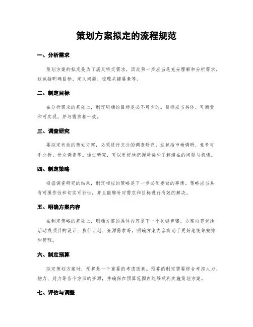 策划方案拟定的流程规范