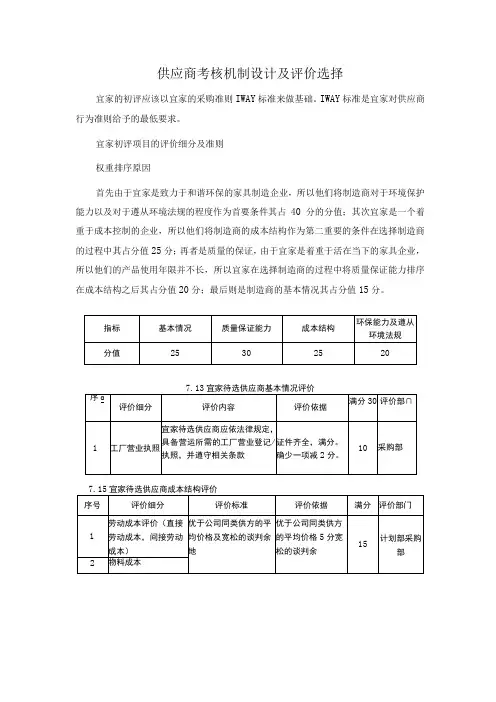 供应商考核机制设计及评价选择
