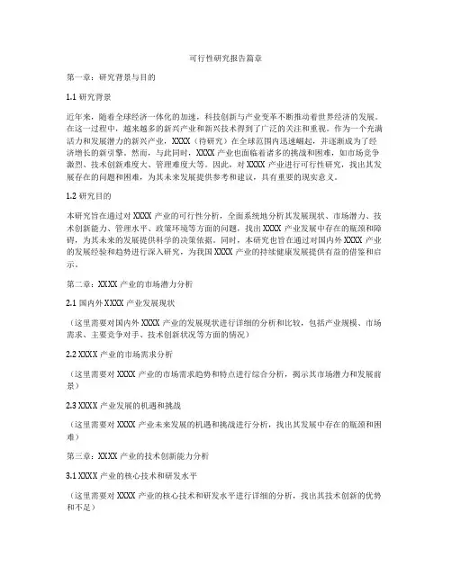 可行性研究报告篇章