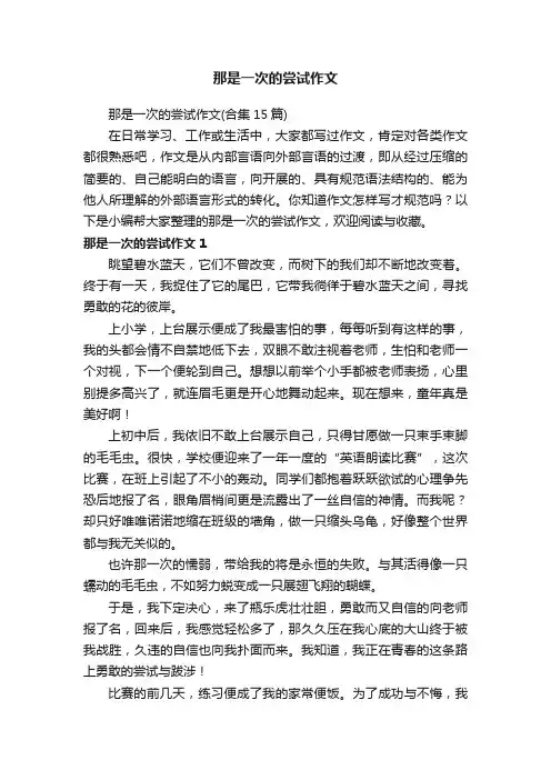 那是一次的尝试作文
